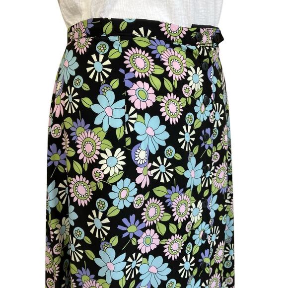 Tall Girl Canada Vintage A-line Maxi Skirt Button Front Retro 70s Floral Print M - Picture 8 of 16